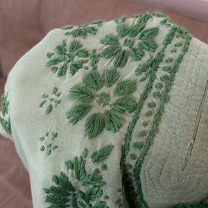 Green Chikankari Kurti