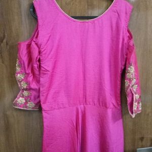 Pink Colour Anarkali With Work