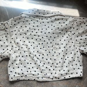 Polka Dot Puff Sleeve Top