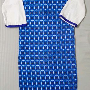 Blue and White Patterned Kurta