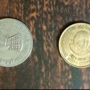 Old Rare Indian 1 & 5 Rupee Coin