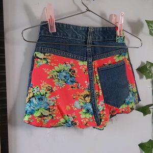 Denim Floral Shorts