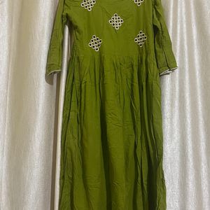 Olive Green Flared Kurta❤️