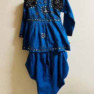 Navratri Special Navy Blue Keryu Dhoti Set + Cap