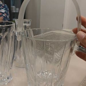 Set Of 3 Beautiful Glasses With Ice Bucket