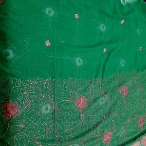 Green Saree With Jari Work