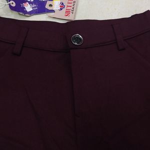 Burgundy Formal Pants For Women