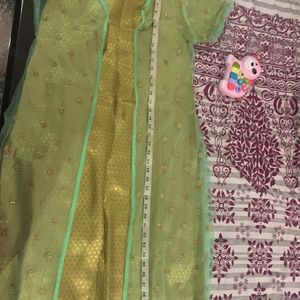 Banarasi Suit With Net Long Koti