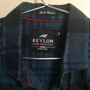 Navy Blue Cotton Checkerd Shirt