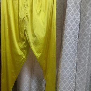 A Very New Yellow Coloured Net Suit With Pajami