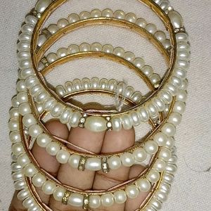 White Stone Bangles