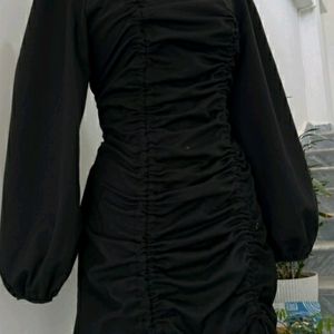 LBD Black Dress With Ruched Laces