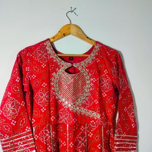 Red Printed Kurta (Women's)