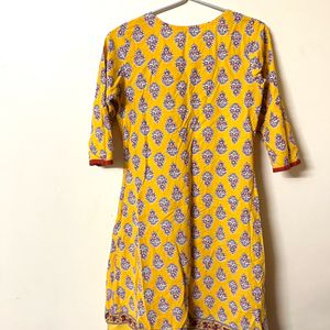 Yellow Printed flowy Kurta