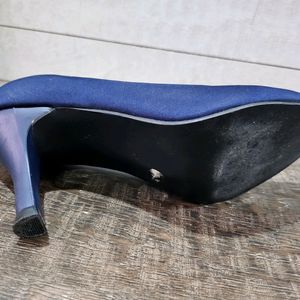 Navy Blue Satin Pumps