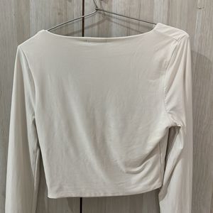 White square neck top