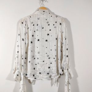 White Printed Casual Top (Women's)