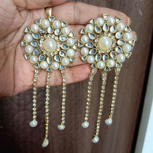 Kundan Pearl Party Wear Big Earrings