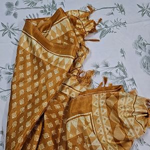 Mustard And White Brand New Dupatta