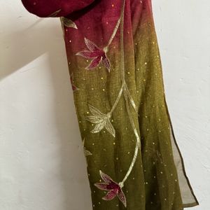 Double Colour Thread Work Saree