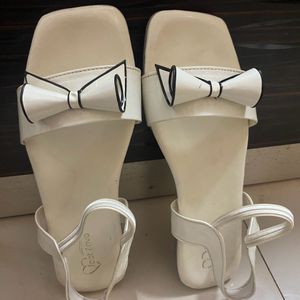 Cute White Bow Flat Sandal