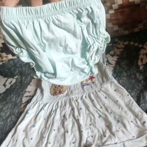 Sky Blue Frock Set In Hosiery