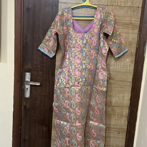 Tailor Made Banarasi Fabric Straight A Line Kurta