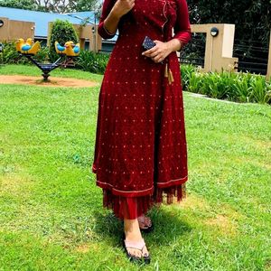 Indya Maroon Ethnic Dress