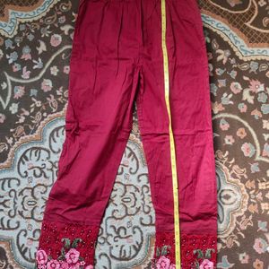 Maroon Stretchable Pant With Net Bottom