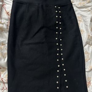 Black Pencil Skirt With A Slit