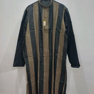 Silk Kurta Chudidar Set (Black With Work)