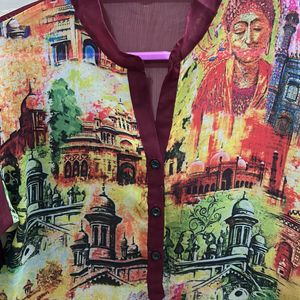 Maroon Colourful Long Kurta