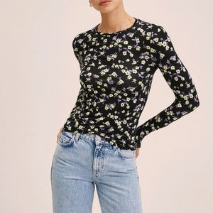 Brown Floral Slim Fit Top