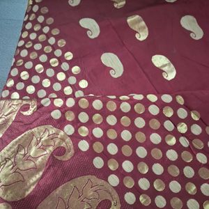 Maroon With Gold Silk Saree