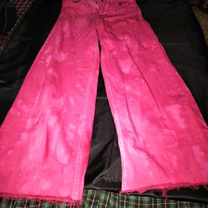 Tye Dye Pink Wide Leg Jeans