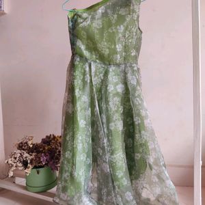 Green Floral One Shoulder Dress