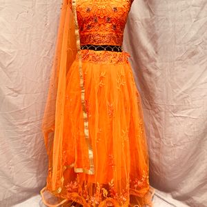 Orange Crop Top ,choli Lehenga