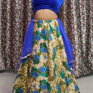 Royal Blue Ethnic Long Skirt