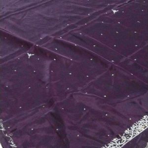 Purple Saree With Silver Zari