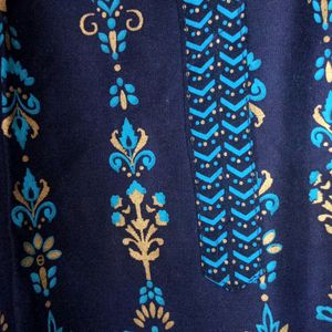 Women Blue Printed Cotton Kurti