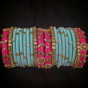 Handmade Floral Silk Thread Bangles Set