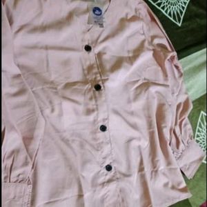 Fancy Button Casual Pink Top For Girls