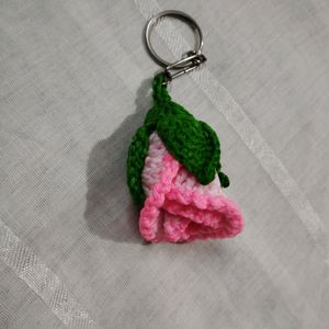 Crochet Rosebud keychain