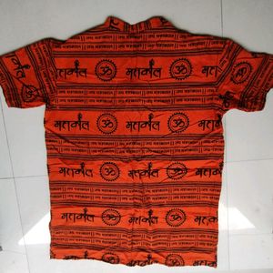 Kid Printed Pure Cotton Straight Kurta (Orange)