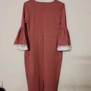 Rose Bodycon With Bell Sleeves