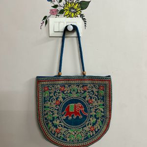 Embroidered Rajsthani Tote Bag With Chain