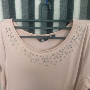 Fig Pink Top, With White Embellishments.