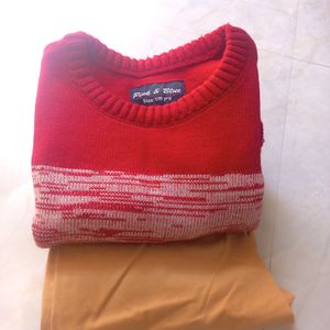 New 5-6 Years Boy's Tan Chino & Red Sweatshirt