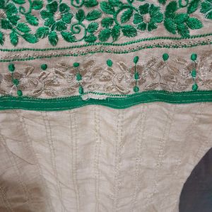 Embroided Green Short Kurta