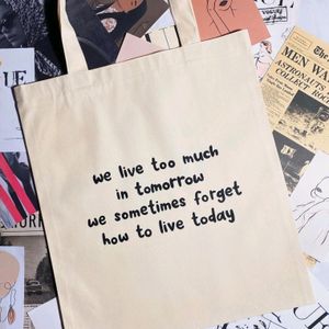 Text Printed Tote Bag